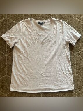 THEORY Dayne B Atmos Light V-Neck Tee Women's Men's Size L Grey Cotton Slub